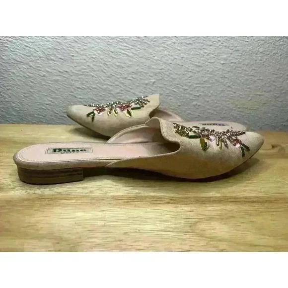 Dune London Blush Pink Mules w/ Beaded Embroidered Floral Detail Size 6.5 Flats - Picture 6 of 10